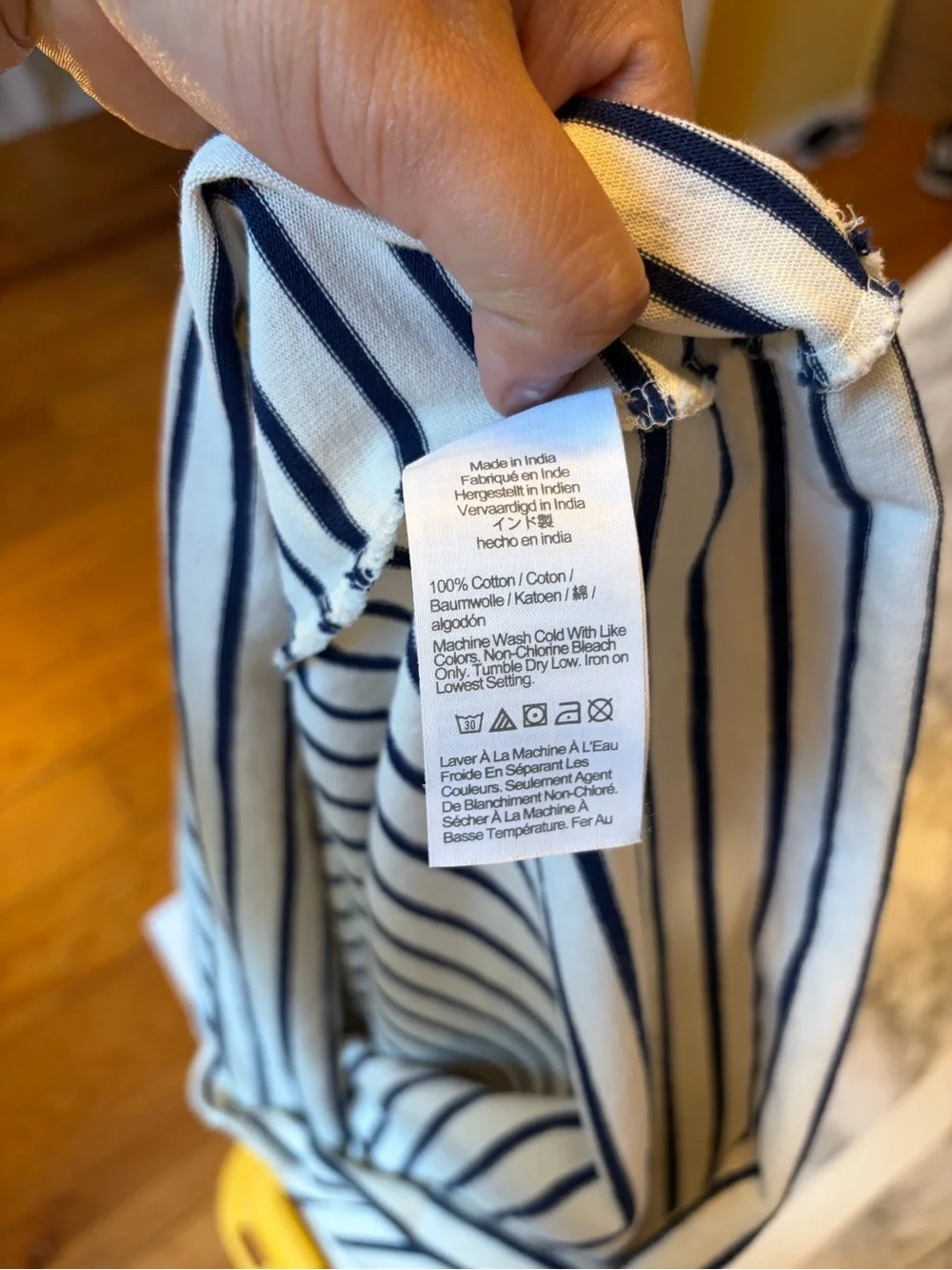 J. Crew Navy and White Striped Muscle Tee 100% cotton size L - Picture 3 of 8